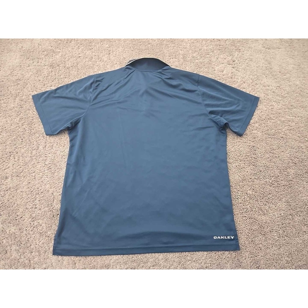 Oakley Polo Shirt Mens XXL Blue Short Sleeve Logo Performance Golf Casual - Picture 6 of 8